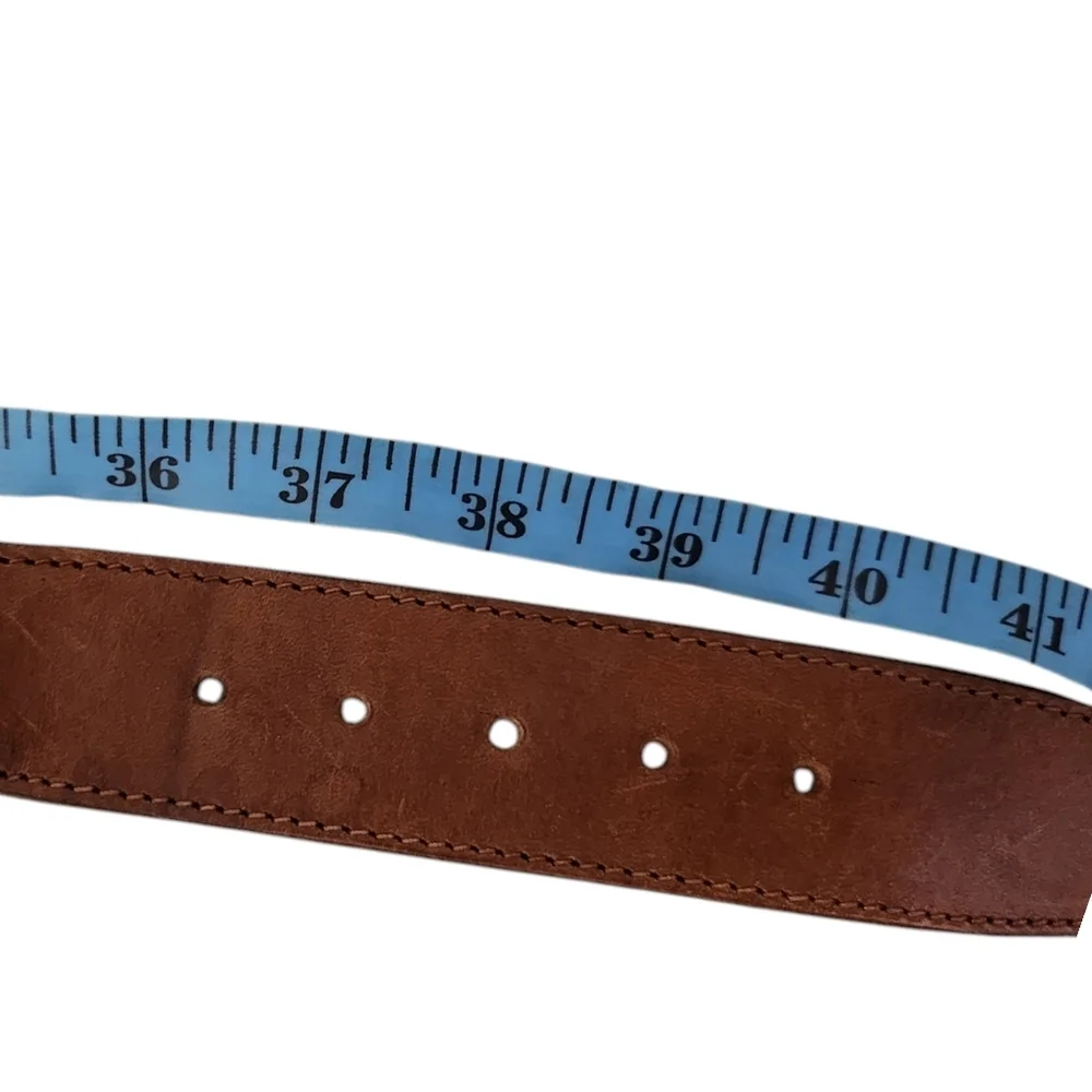 Longhi Belt Mens 40 Brown Blue Braided Woven Stretch Made‎ In Italy Solid Brass